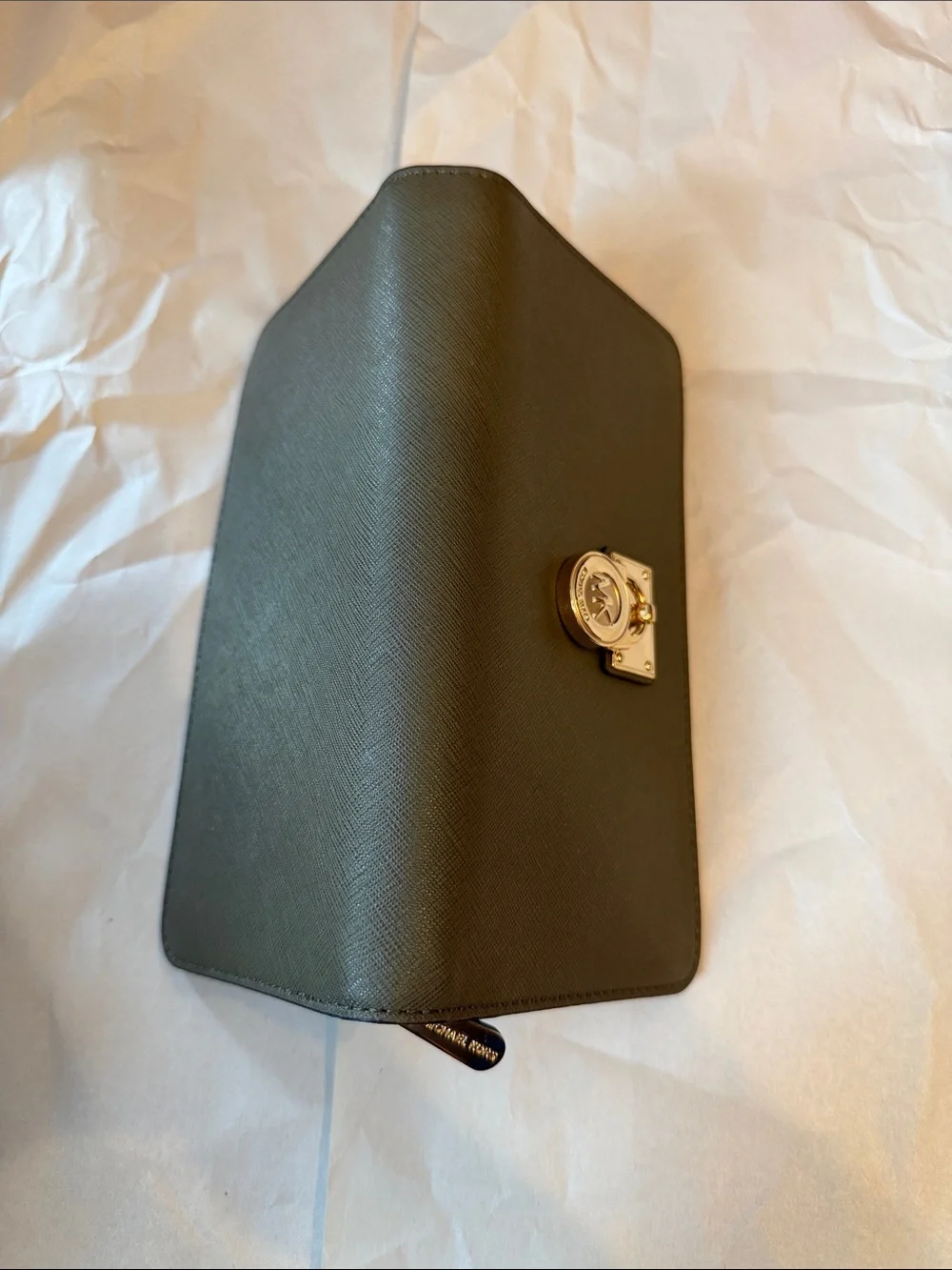 Michael Kors Olive Green Saffiano Tote with Gold Hardware